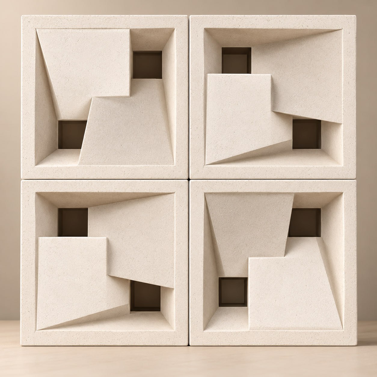 Roster K ukuran 20 x 20 cm dengan panel persegi berlekuk dan dua lubang persegi diagonal